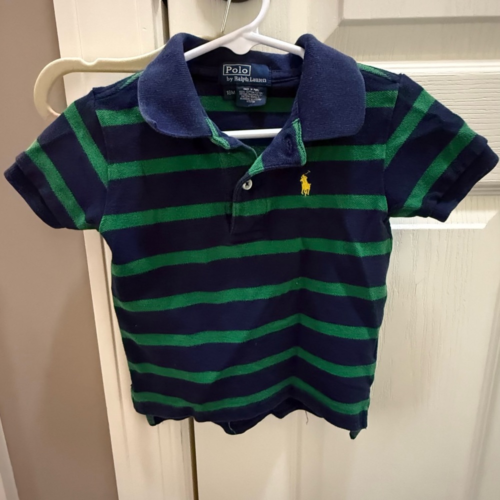 Polo by Ralph Lauren Kids Navy and Green Striped Polo